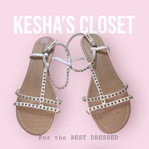 CALL IT SPRING Flat T- Strap Sandal w/ gold studs